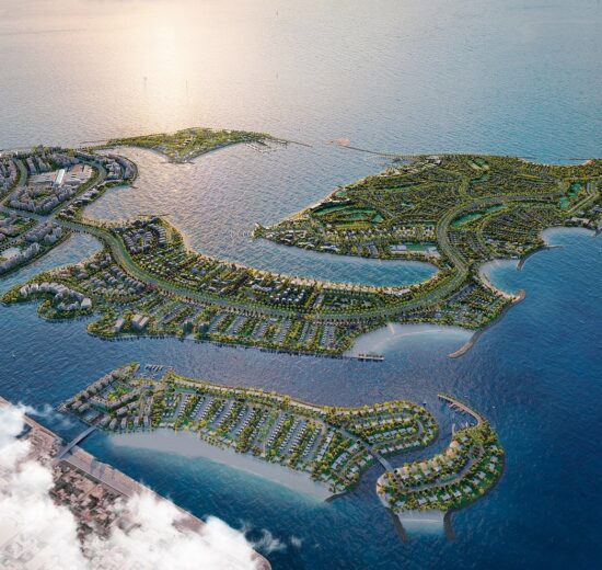Dubai Islands coastal works: aerial view of the Dubai Islands development