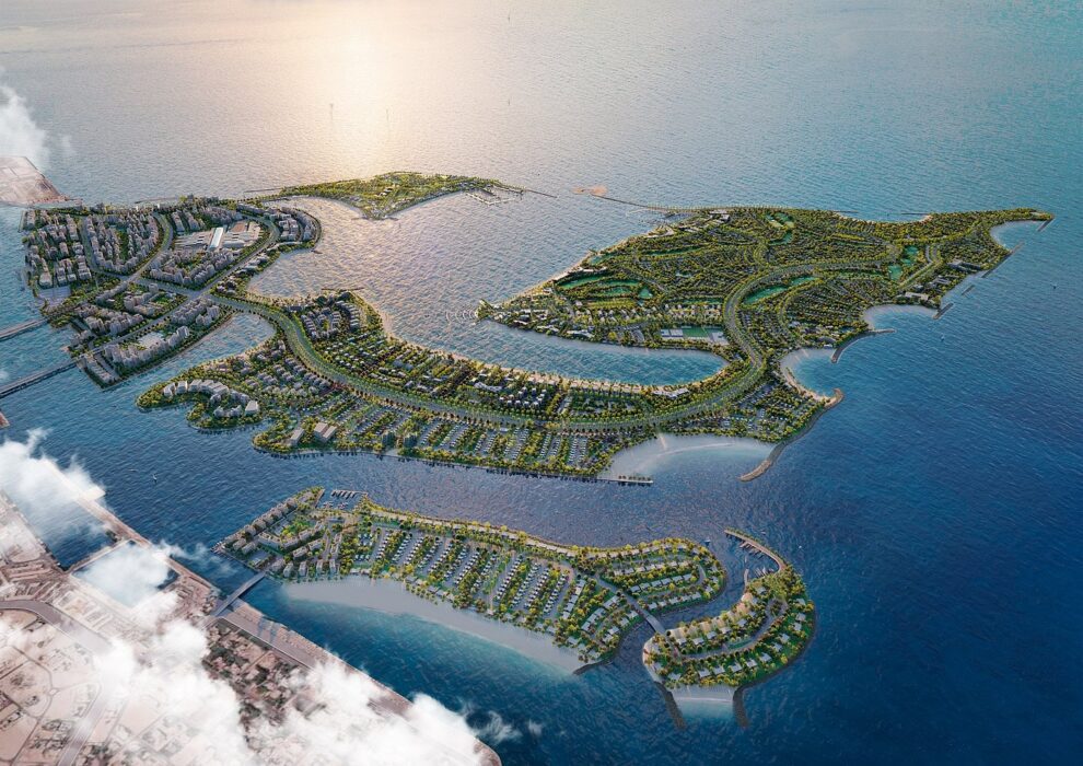 Dubai Islands coastal works: aerial view of the Dubai Islands development