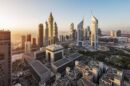 Dubai office rents: skyline of the Dubai business district with office towers