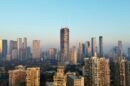 City skyline with tall buildings and skyscrapers in Mumbai, India